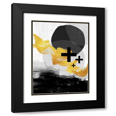 Scandi Black White Gold Black Modern Wood Framed Art Print with Double Matting by Urban Epiphany