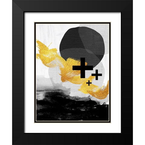 Scandi Black White Gold Black Modern Wood Framed Art Print with Double Matting by Urban Epiphany