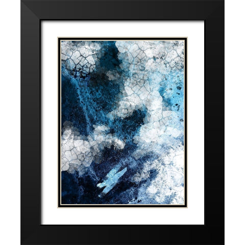 Abstract Navy White 2 Black Modern Wood Framed Art Print with Double Matting by Urban Epiphany