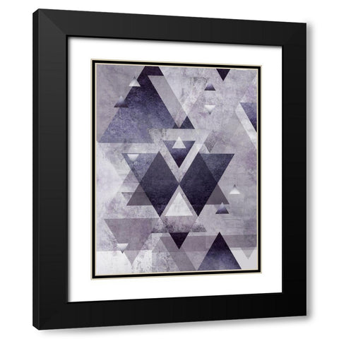 Purple Geometric Black Modern Wood Framed Art Print with Double Matting by Urban Epiphany