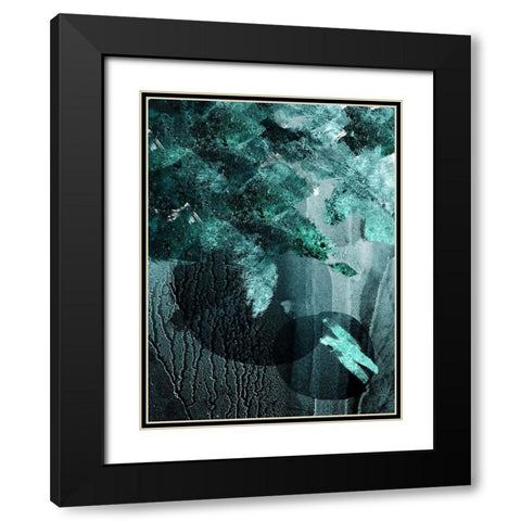 Teal Abstract A Black Modern Wood Framed Art Print with Double Matting by Urban Epiphany