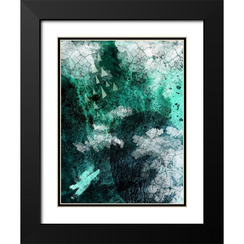 Teal Abstract B Black Modern Wood Framed Art Print with Double Matting by Urban Epiphany