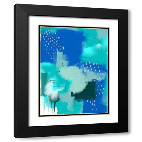 Scandi Abstract Black Modern Wood Framed Art Print with Double Matting by Urban Epiphany