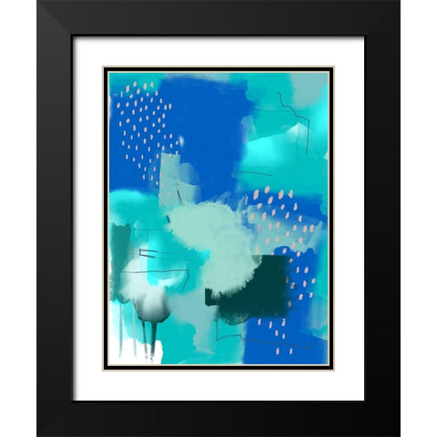 Scandi Abstract Black Modern Wood Framed Art Print with Double Matting by Urban Epiphany