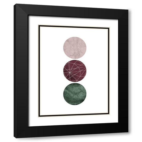 Cranberry Green Blush GEO 1 Black Modern Wood Framed Art Print with Double Matting by Urban Epiphany