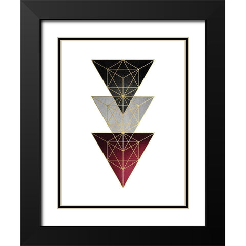 Burg Black Geo 3 Black Modern Wood Framed Art Print with Double Matting by Urban Epiphany