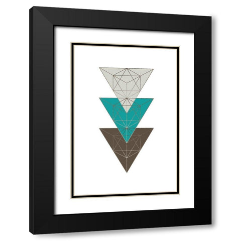 Beige Mint Geometric 3 Black Modern Wood Framed Art Print with Double Matting by Urban Epiphany