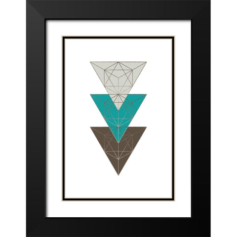 Beige Mint Geometric 3 Black Modern Wood Framed Art Print with Double Matting by Urban Epiphany