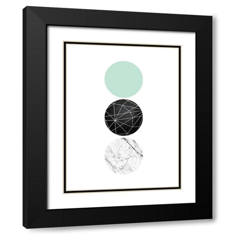 Mint Geometric 1 Black Modern Wood Framed Art Print with Double Matting by Urban Epiphany