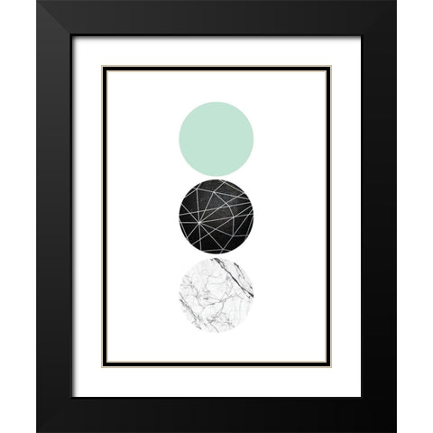 Mint Geometric 1 Black Modern Wood Framed Art Print with Double Matting by Urban Epiphany