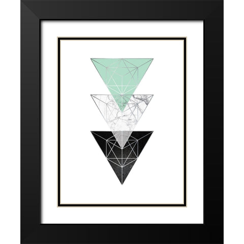 Mint Geometric 3 Black Modern Wood Framed Art Print with Double Matting by Urban Epiphany