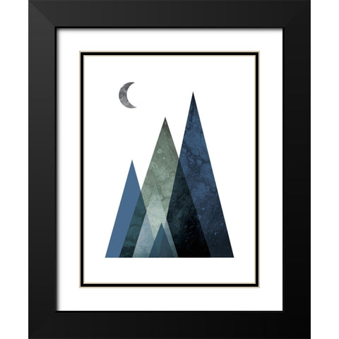Scandi Blue Hunter Mountains 1 Black Modern Wood Framed Art Print with Double Matting by Urban Epiphany