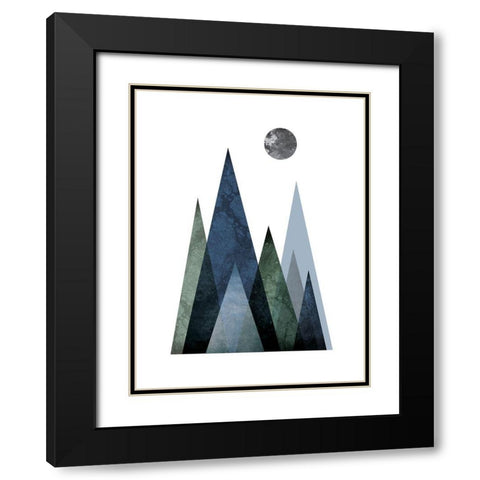 Scandi Blue Hunter Mountains 2 Black Modern Wood Framed Art Print with Double Matting by Urban Epiphany
