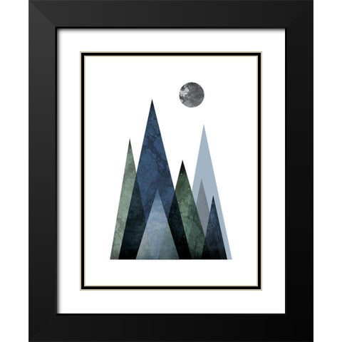 Scandi Blue Hunter Mountains 2 Black Modern Wood Framed Art Print with Double Matting by Urban Epiphany