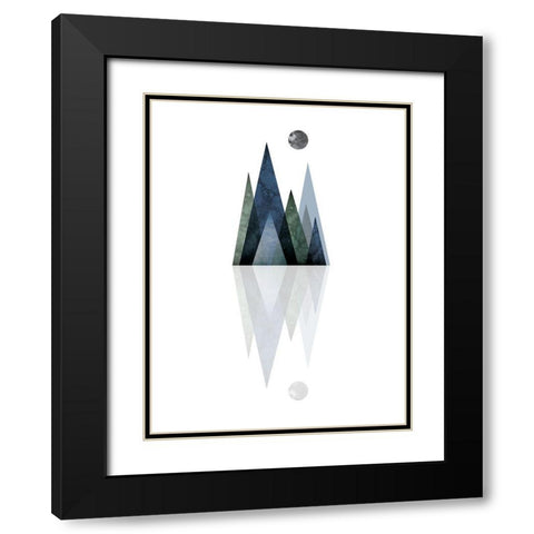 Scandi Blue Hunter Mountains 3 Black Modern Wood Framed Art Print with Double Matting by Urban Epiphany