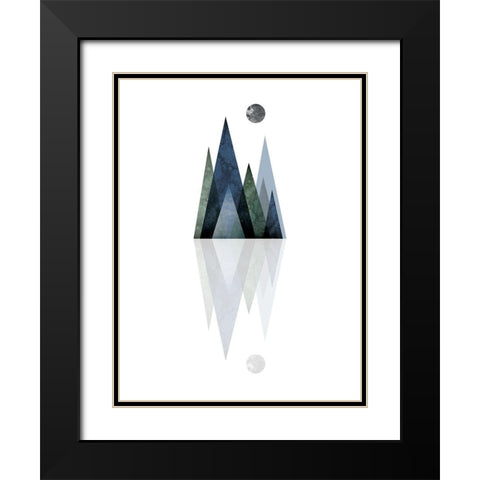 Scandi Blue Hunter Mountains 3 Black Modern Wood Framed Art Print with Double Matting by Urban Epiphany
