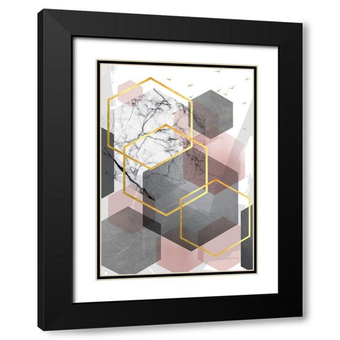 PGG Abstract Landscape 1 Black Modern Wood Framed Art Print with Double Matting by Urban Epiphany