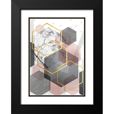 PGG Abstract Landscape 1 Black Modern Wood Framed Art Print with Double Matting by Urban Epiphany