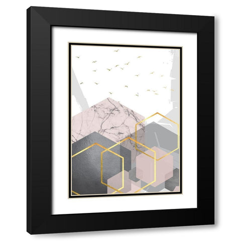 PGG Abstract Landscape 2 Black Modern Wood Framed Art Print with Double Matting by Urban Epiphany