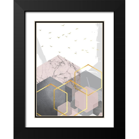 PGG Abstract Landscape 2 Black Modern Wood Framed Art Print with Double Matting by Urban Epiphany