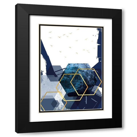 Hexagon Landscape Gold 2 Black Modern Wood Framed Art Print with Double Matting by Urban Epiphany