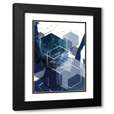 Hexagon Landscape Silver 1 Black Modern Wood Framed Art Print with Double Matting by Urban Epiphany