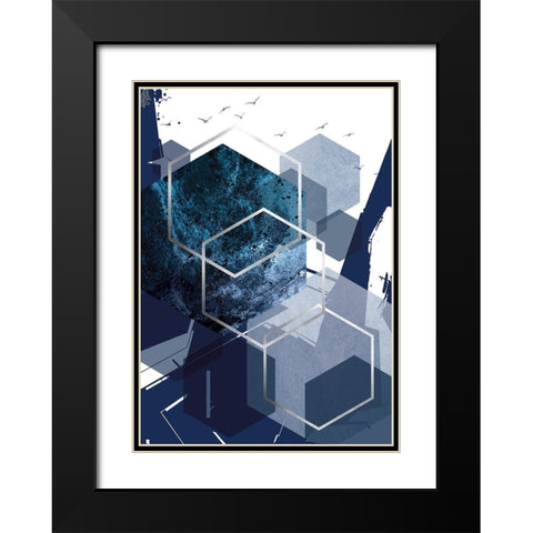 Hexagon Landscape Silver 1 Black Modern Wood Framed Art Print with Double Matting by Urban Epiphany