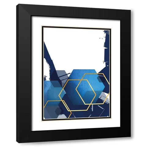 Indigo Abstract 2 Black Modern Wood Framed Art Print with Double Matting by Urban Epiphany