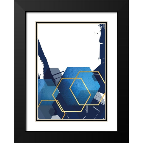 Indigo Abstract 2 Black Modern Wood Framed Art Print with Double Matting by Urban Epiphany
