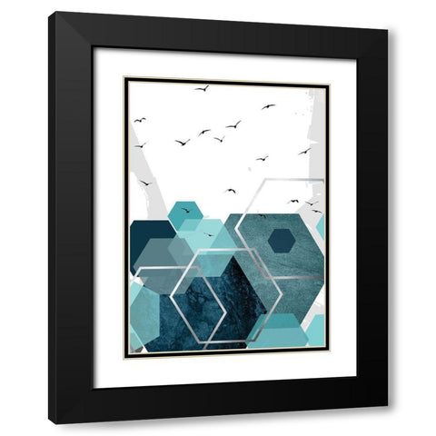 Aqua Abstract 2 Black Modern Wood Framed Art Print with Double Matting by Urban Epiphany