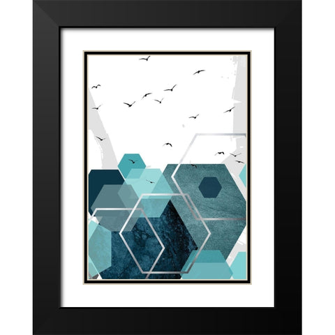 Aqua Abstract 2 Black Modern Wood Framed Art Print with Double Matting by Urban Epiphany