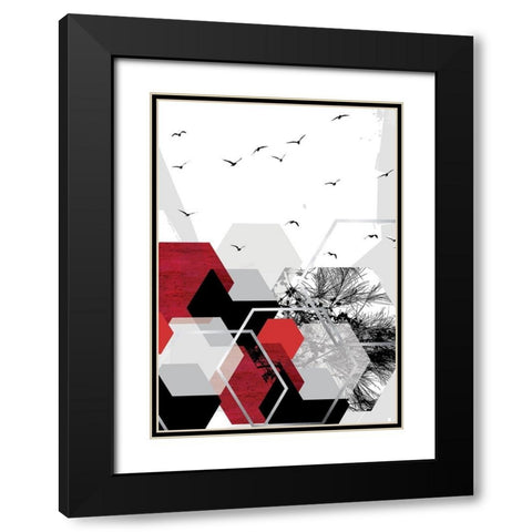 RED Abstract 2 Black Modern Wood Framed Art Print with Double Matting by Urban Epiphany