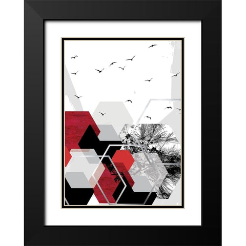 RED Abstract 2 Black Modern Wood Framed Art Print with Double Matting by Urban Epiphany