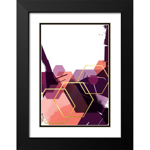 Molten Coral Hex 2 Black Modern Wood Framed Art Print with Double Matting by Urban Epiphany