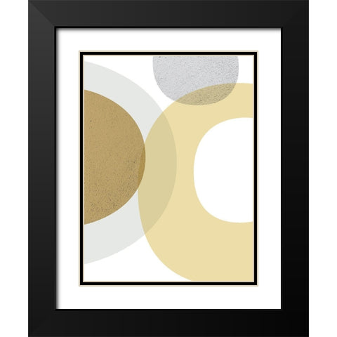 Mid Century Flora Tones Yellow Grey 1 Black Modern Wood Framed Art Print with Double Matting by Urban Epiphany