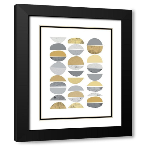 Mid Century Flora Tones Yellow Grey 2 Black Modern Wood Framed Art Print with Double Matting by Urban Epiphany