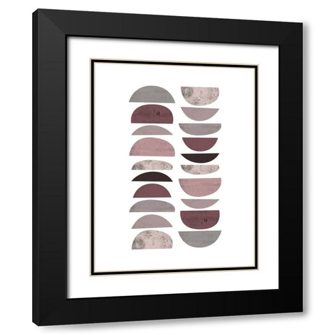 Mid Century ColorDew Burgundy 4 Black Modern Wood Framed Art Print with Double Matting by Urban Epiphany