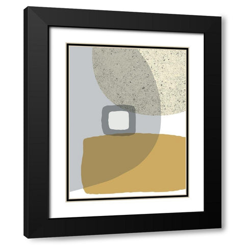 Mid Century Flora Tones Yellow Grey 5 Black Modern Wood Framed Art Print with Double Matting by Urban Epiphany