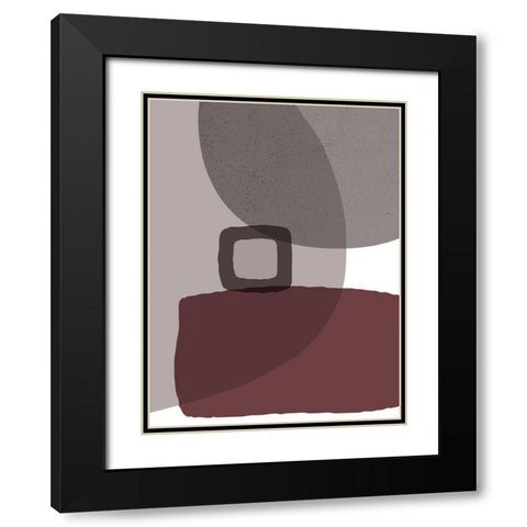 Mid Century ColorDew Burgundy 5 Black Modern Wood Framed Art Print with Double Matting by Urban Epiphany