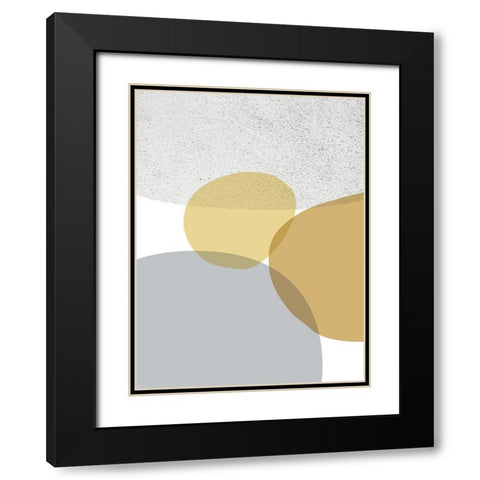 Mid Century Flora Tones Yellow Grey 9 Black Modern Wood Framed Art Print with Double Matting by Urban Epiphany