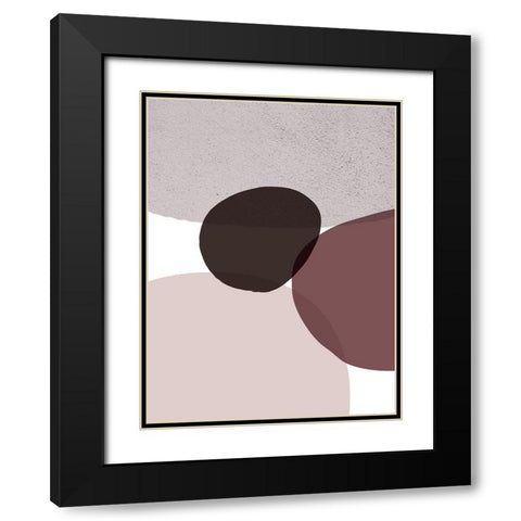 Mid Century ColorDew Burgundy 9 Black Modern Wood Framed Art Print with Double Matting by Urban Epiphany