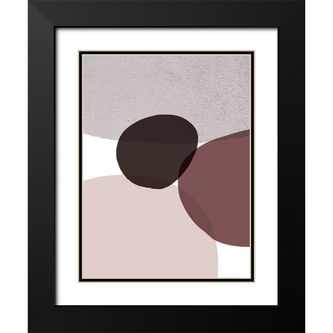 Mid Century ColorDew Burgundy 9 Black Modern Wood Framed Art Print with Double Matting by Urban Epiphany