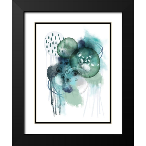 Aqua Harmony 2 Black Modern Wood Framed Art Print with Double Matting by Urban Epiphany