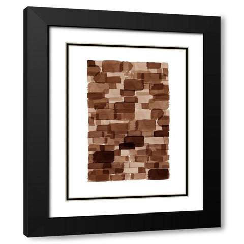 Brick Watercolor Block Black Modern Wood Framed Art Print with Double Matting by Urban Epiphany
