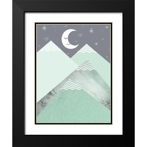 Mint Green Mountains 2 Black Modern Wood Framed Art Print with Double Matting by Urban Epiphany