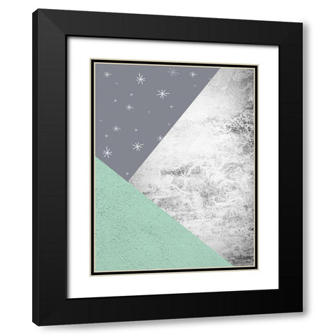 Mint Green Mountains 3 Black Modern Wood Framed Art Print with Double Matting by Urban Epiphany