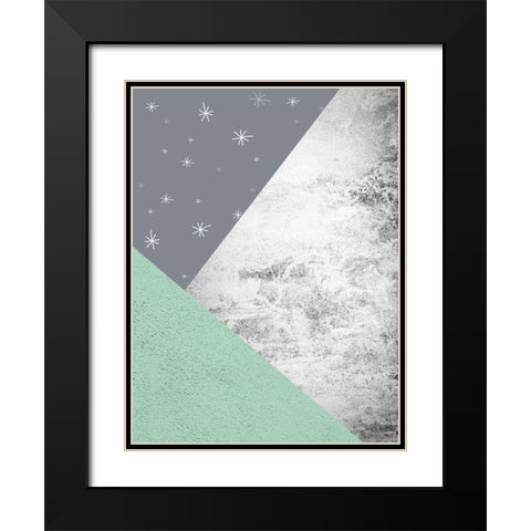Mint Green Mountains 3 Black Modern Wood Framed Art Print with Double Matting by Urban Epiphany