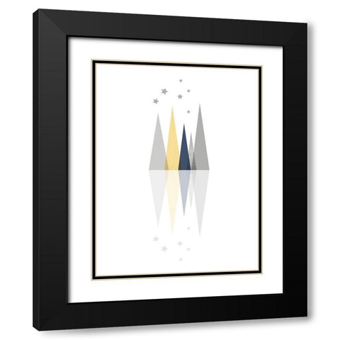 Navy Yellow Grey Mountains 3 Black Modern Wood Framed Art Print with Double Matting by Urban Epiphany