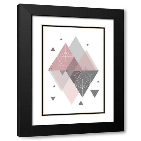 Pink Grey 2 Black Modern Wood Framed Art Print with Double Matting by Urban Epiphany