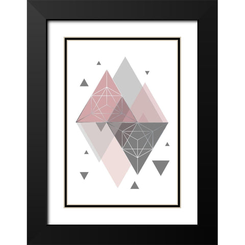 Pink Grey 2 Black Modern Wood Framed Art Print with Double Matting by Urban Epiphany